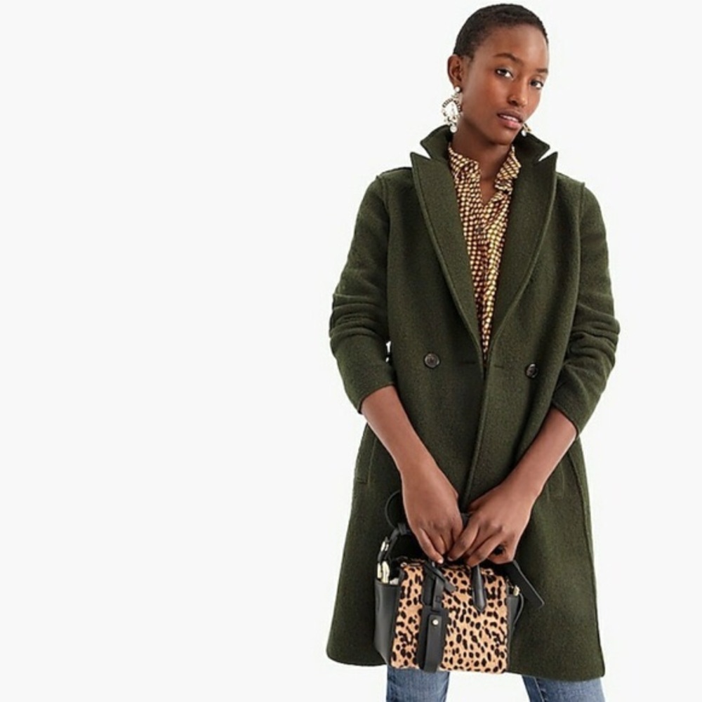 J Crew Dark Moss Boiled Wool Daphne Topcoat 10 - Picture 4 of 9